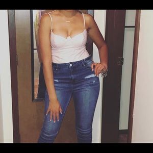 Pink Leather Bodysuit